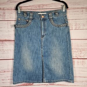 See By Chloe Denim Braided Midi Skirt